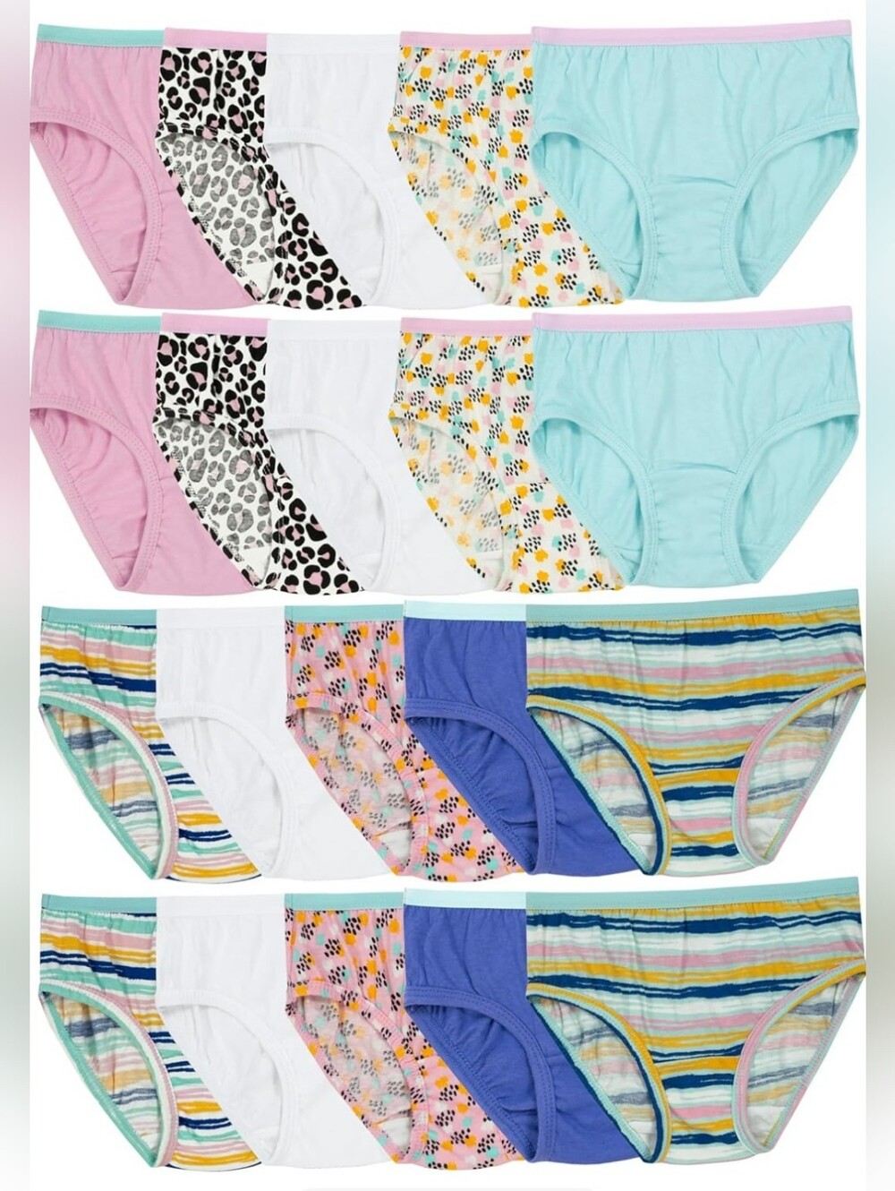 NWOT Fruit of the Loom Girls Tag Free Cotton Briefs 20 Pack